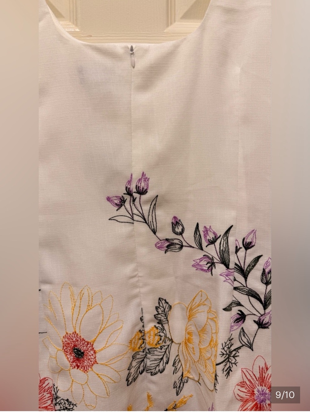 Tahari ASL White Mini dress with Pink & Yellow Floral Embroidery - Picture 10 of 10